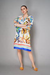 Sara Roka Linen Seahorse Print Dress in Multicolour