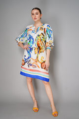 Sara Roka Linen Seahorse Print Dress in Multicolour Vancouver. Shop Online or in Store.