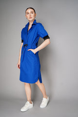 Lorena Antoniazzi Short Balloon Sleeve Shirt Dress in Cobalt Blue