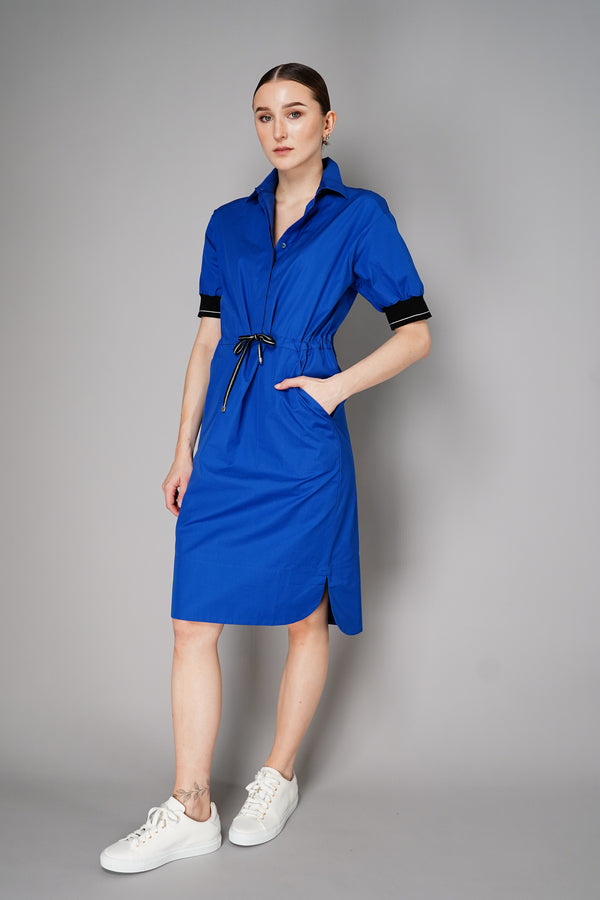 Lorena Antoniazzi Short Balloon Sleeve Shirt Dress in Cobalt Blue