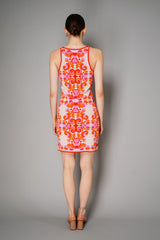 Cara Cara Sleeveless Ornamental Print Mini Knit Dress in Pink and Orange Vancouver. Shop Online or in Store.