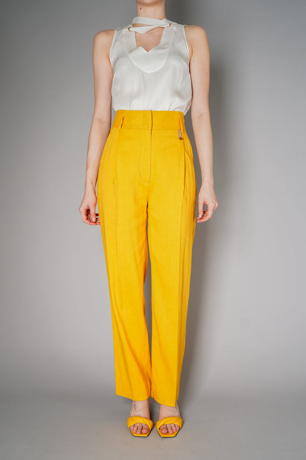 Lorena Antoniazzi Linen Blend Trousers in Buttercup Yellow