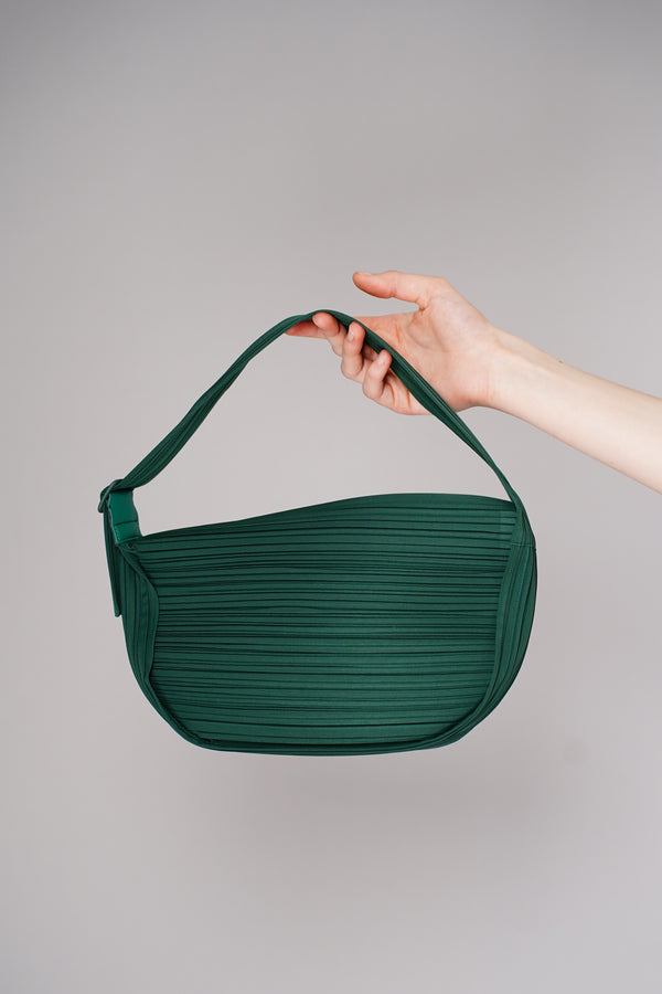 Pleats Please Issey Miyake Half Moon Bag in Forest Green