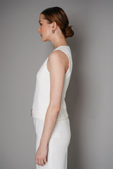 Barbara Bui Crepe Vest Top with Gold Buckle Detail in White