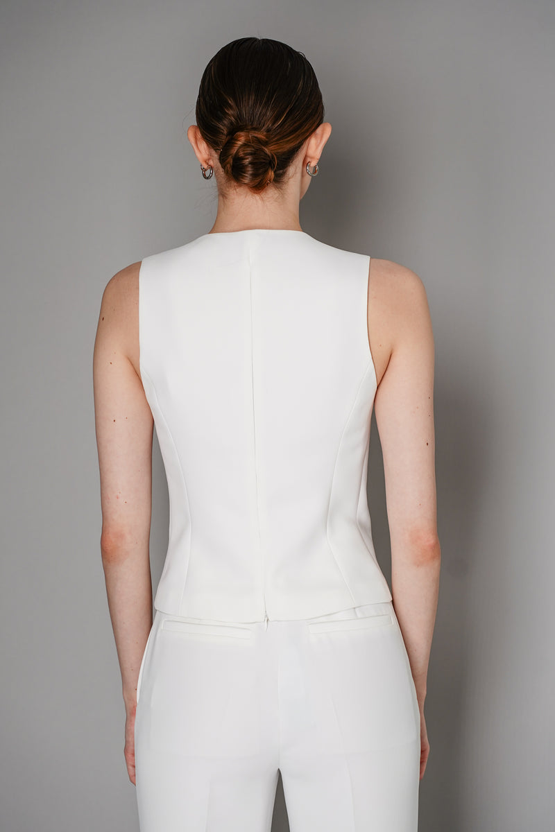 Barbara Bui Crepe Vest Top with Gold Buckle Detail in White