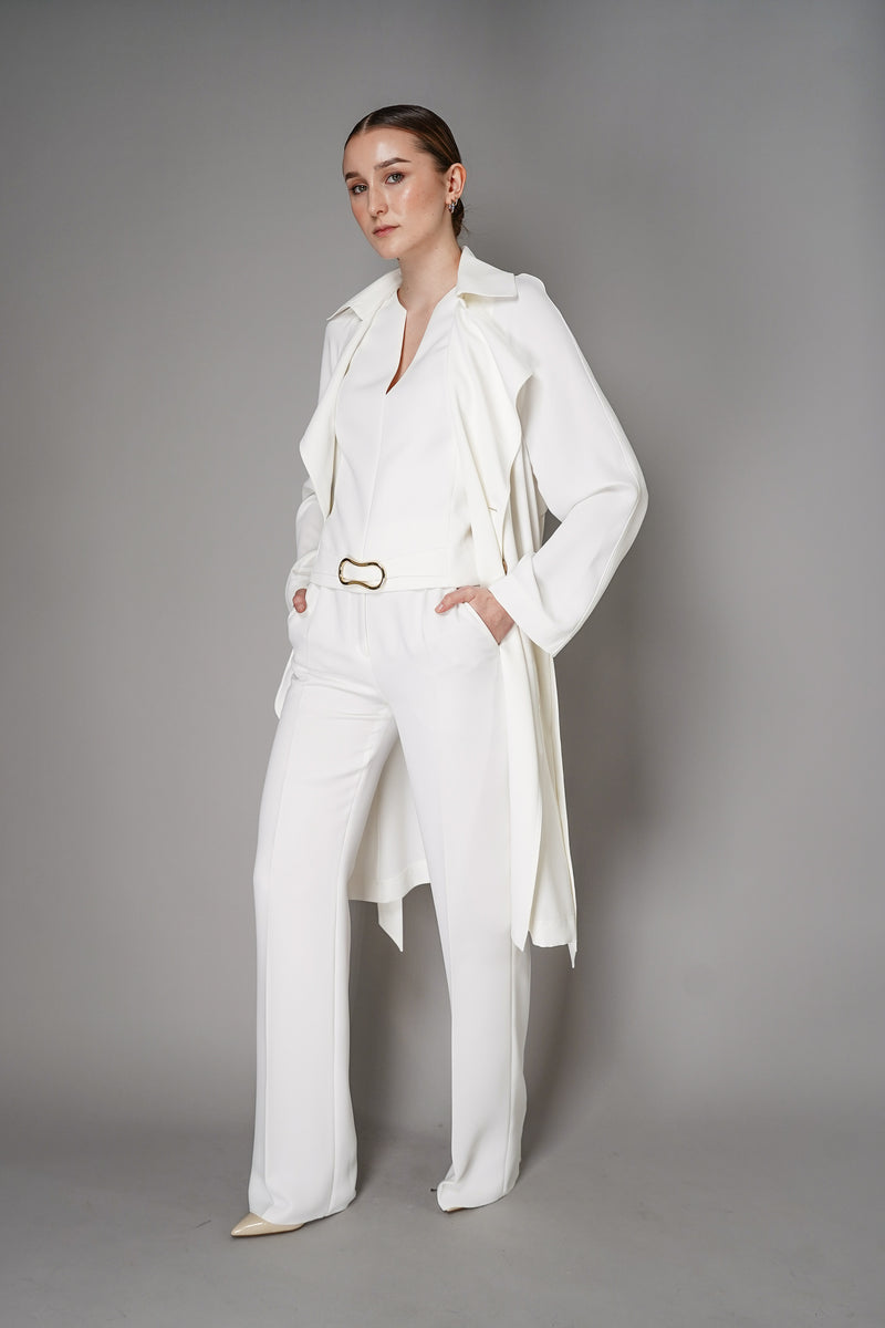 Barbara Bui Straight Leg Cady Trousers in White