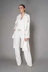 Barbara Bui Crepe Vest Top with Gold Buckle Detail in White Vancouver. Shop Online or in Store.