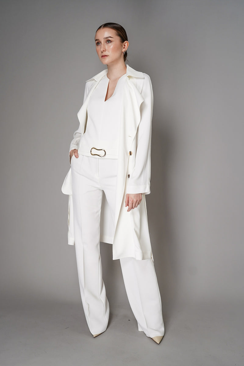 Barbara Bui Crepe Vest Top with Gold Buckle Detail in White Vancouver. Shop Online or in Store.