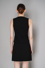 Barbara Bui Crepe Vest Top with Gold Buckle Detail in Black