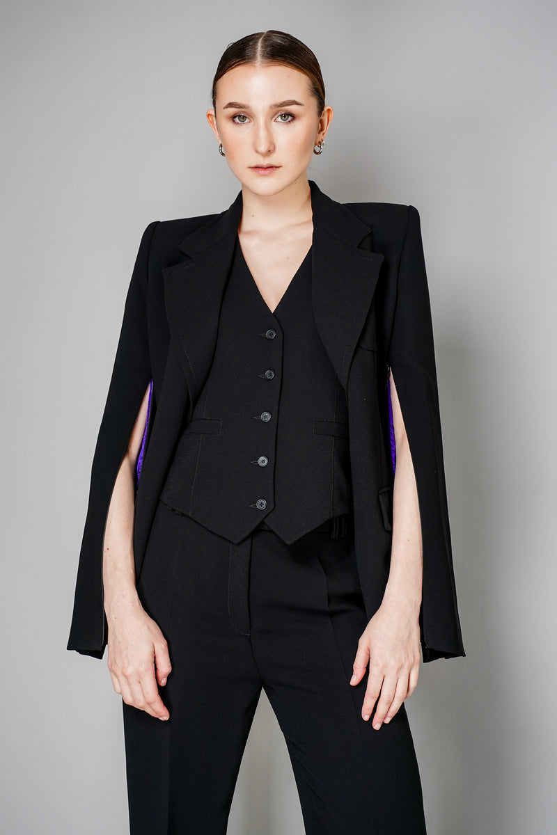 Barbara Bui Black Crepe Suit Jacket with Zip Sleeves