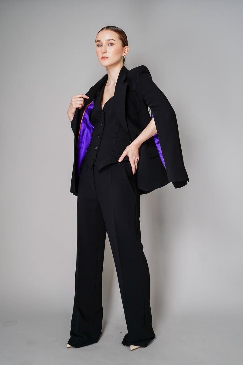 Barbara Bui Black Crepe Suit Jacket with Zip Sleeves