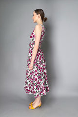 Samantha Sung Pleated Azelea Flower Dress in Pink and White