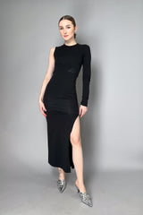 MM6 One-Sleeve Cotton Jersey Dress in Black
