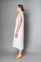 MM6 Bull Cotton Sleeveless Maxi Dress in White