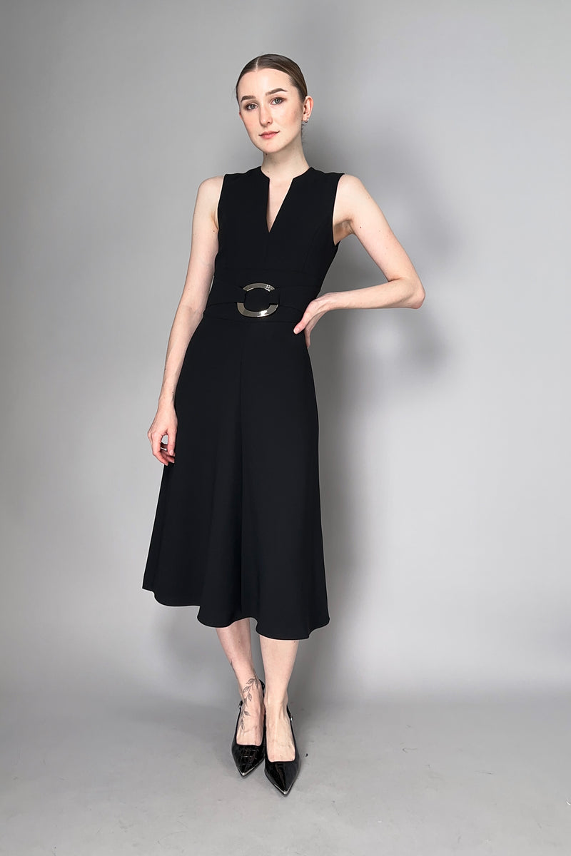 Barbara Bui Crepe A-Line Dress with Buckle in Black