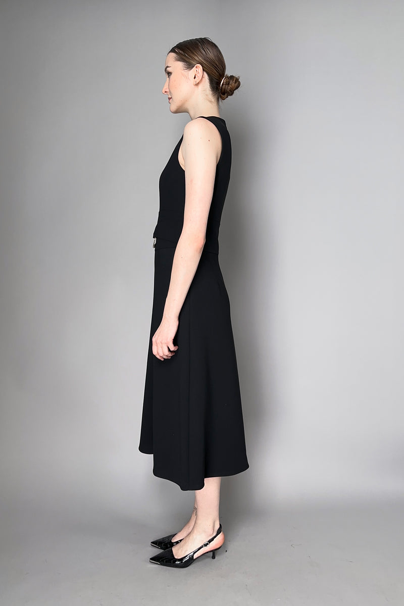 Barbara Bui Crepe A-Line Dress with Buckle in Black