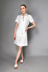 Tonet Cotton Shirt Dress with Cinchable Waist in White Vancouver. Shop Online or in Store.