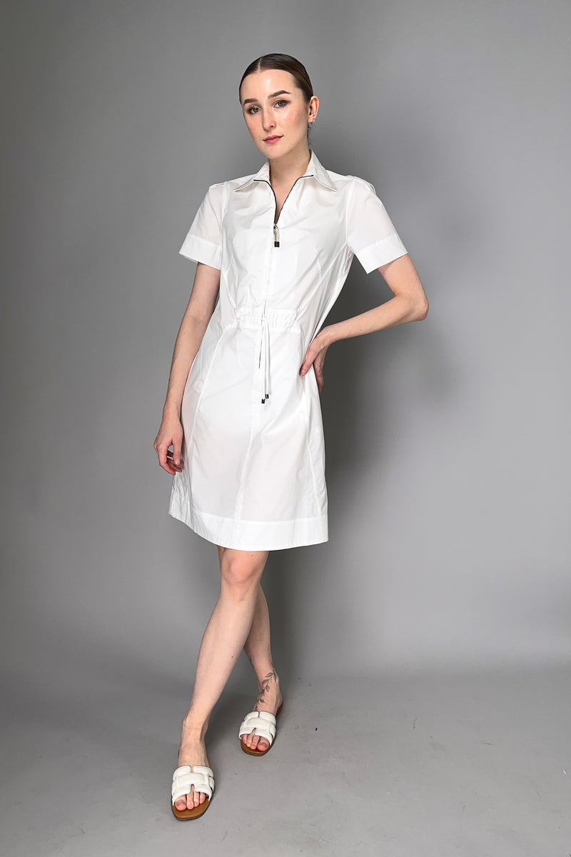 Tonet Cotton Shirt Dress with Cinchable Waist in White Vancouver. Shop Online or in Store.