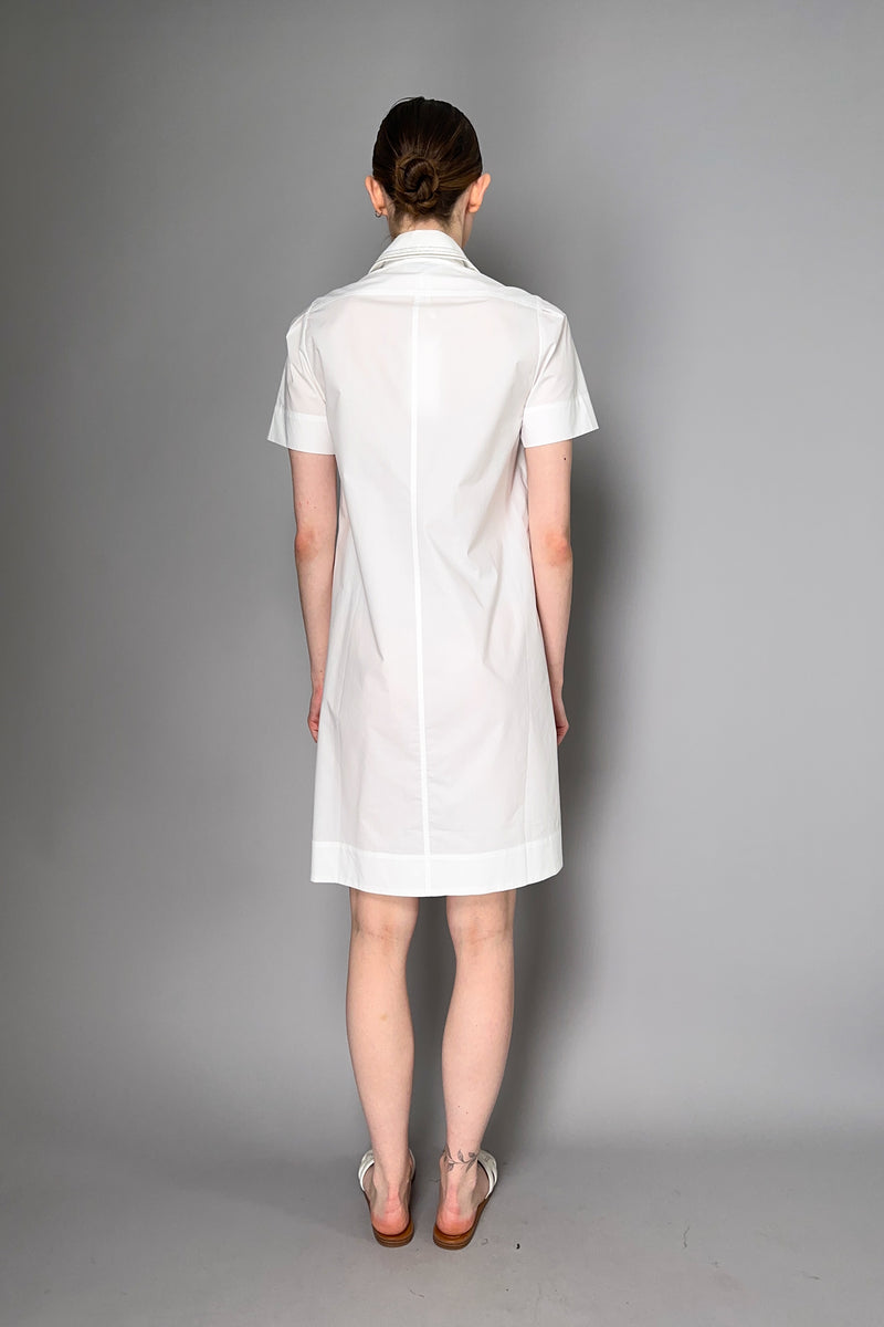 Tonet Cotton Shirt Dress with Cinchable Waist in White