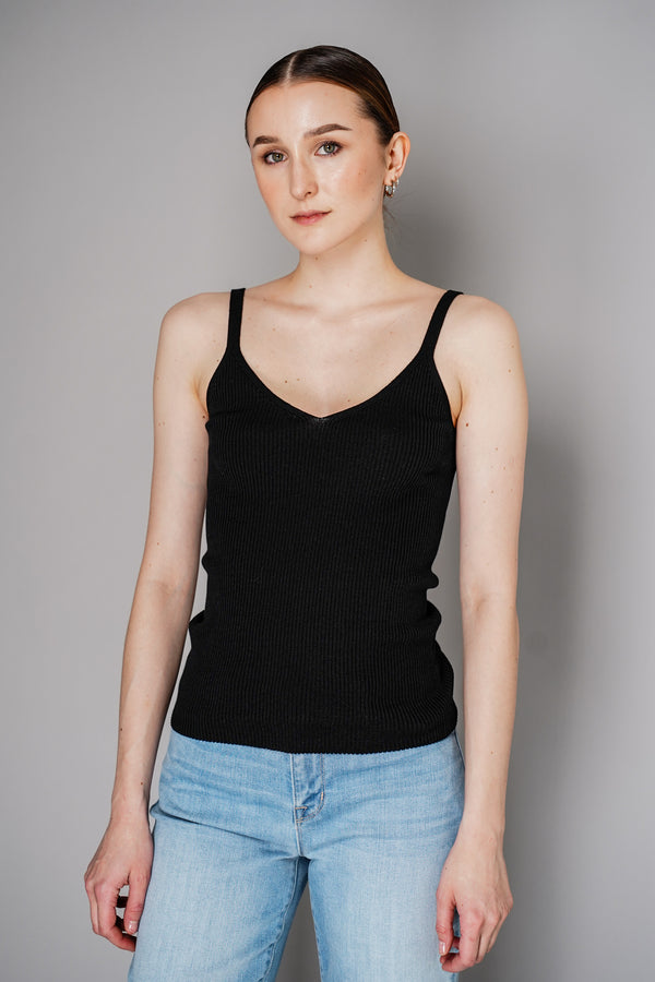 Tonet Ribbed Knit Cotton Camisole in Black