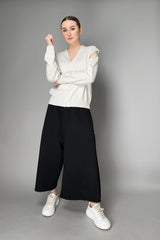 MM6 Trompe L'oeil Sleeves Cardigan with Contrast Stitching in Off-White