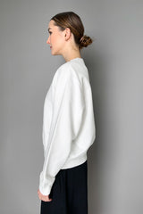 MM6 Unbrushed Cotton Pullover in White and Black Print