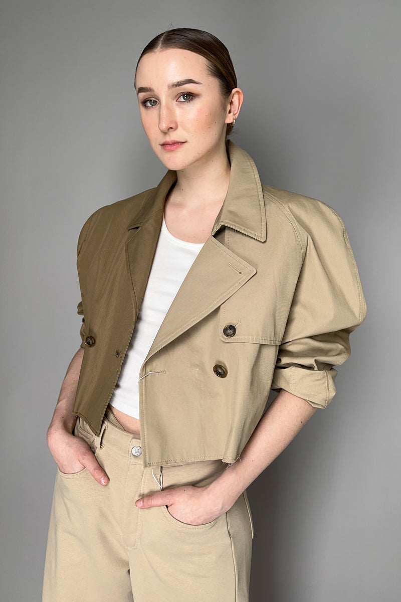 MM6 Duo Tone Cropped Trench Coat in Sand Beige