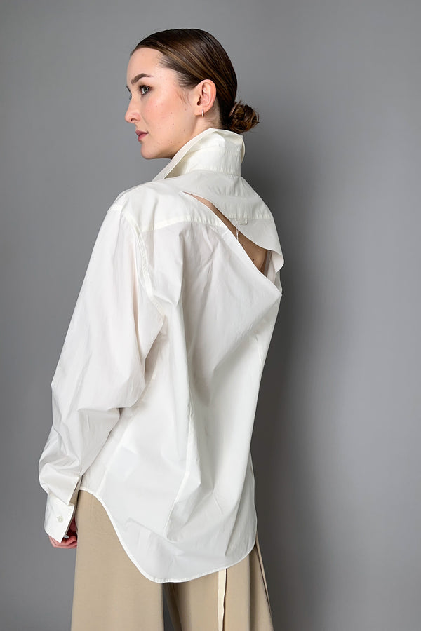 MM6 Cotton Poplin Blouse with Slit Back in White
