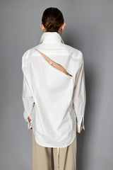 MM6 Cotton Poplin Blouse with Slit Back in White