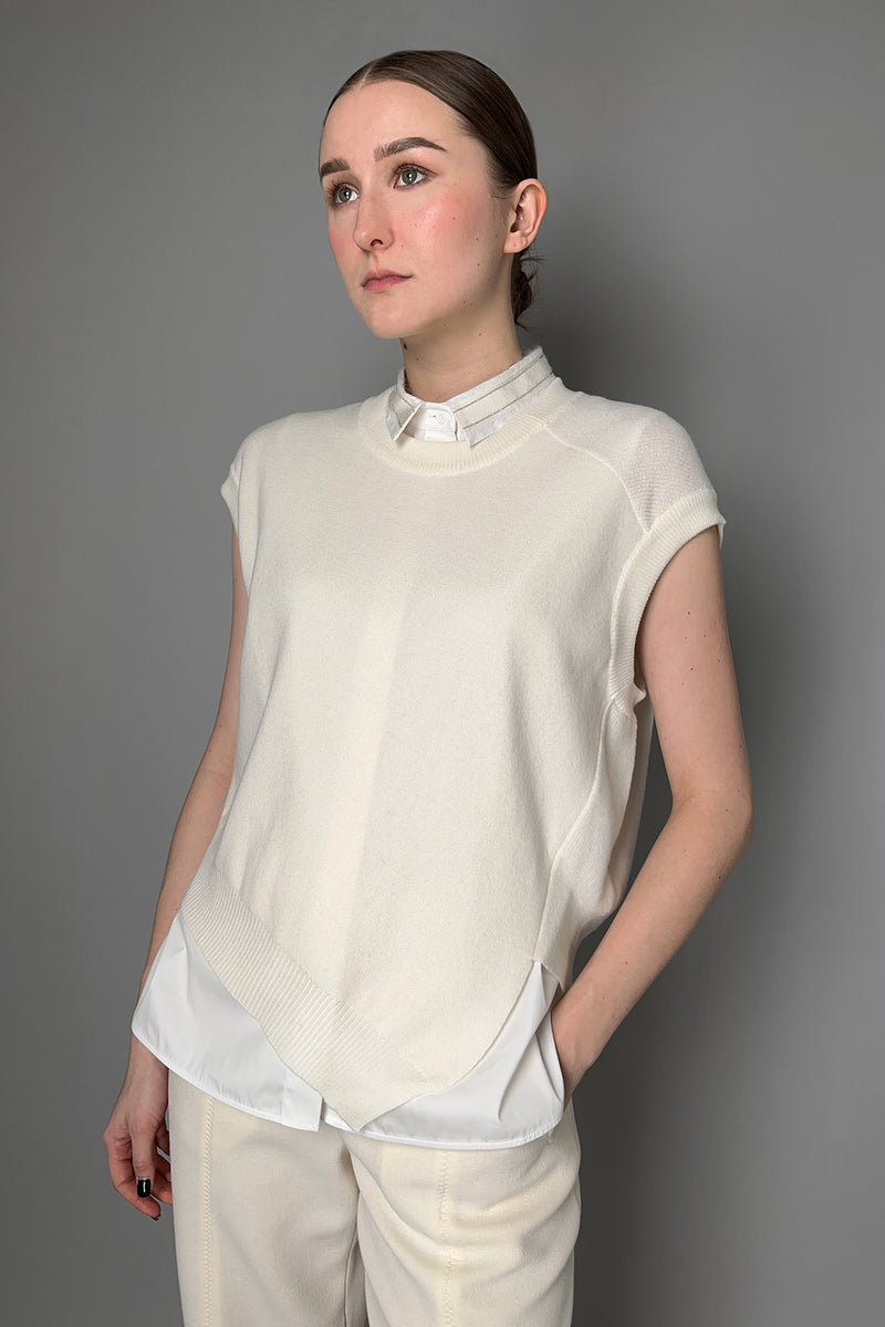 Lorena Antoniazzi Asymmetrical Vest in Off-White- Ashia Mode- Vancouver, BC