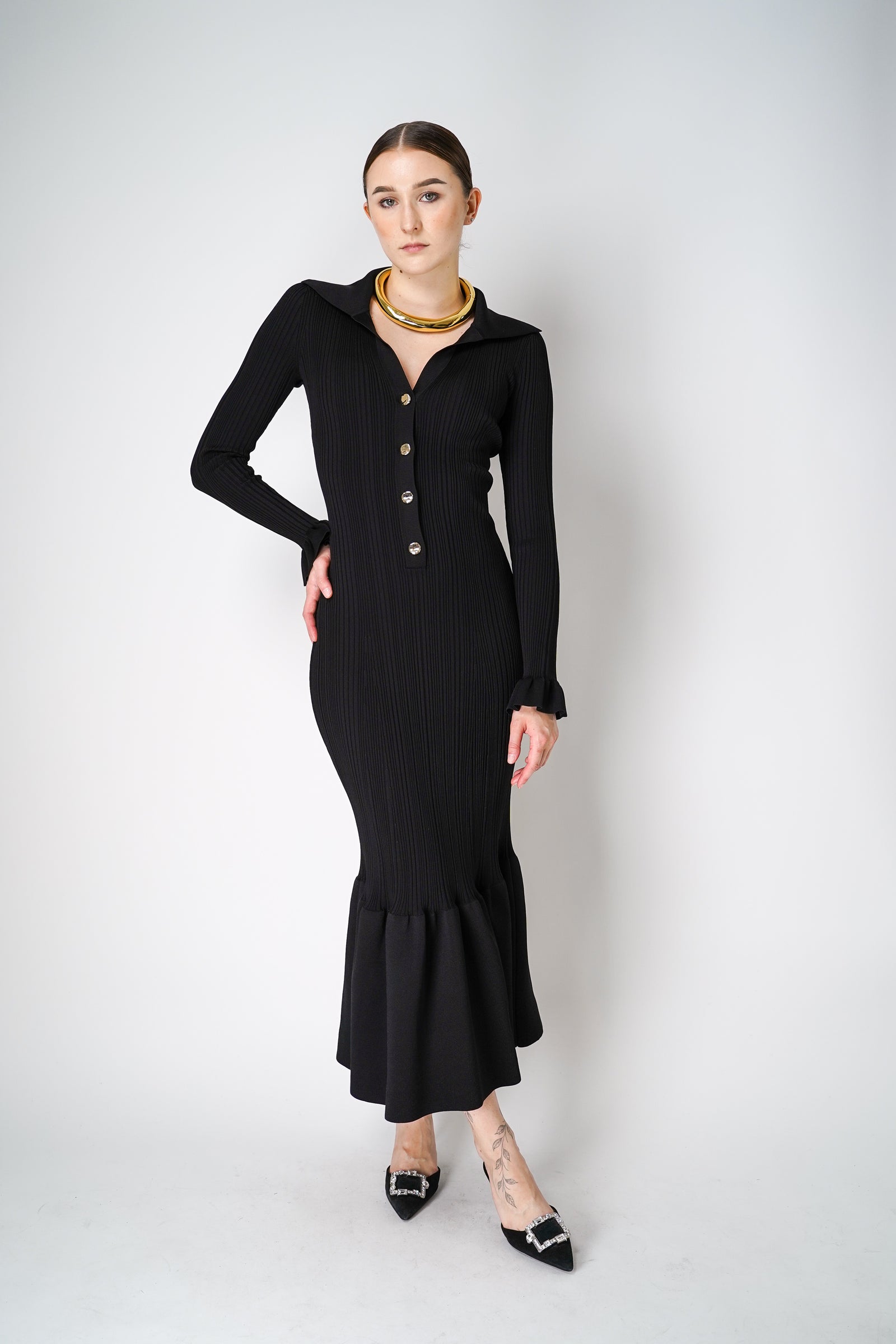 ワンピース SELF-PORTRAIT Woman Dress Black RS25005SAB BLACK SELF PORTRAIT - ❇️Selfportrait正規25秋新作セルフポート