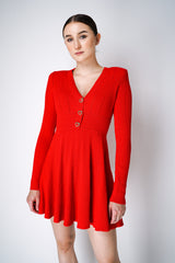 Self-Portrait Pointelle Knit Mini Dress in Red Vancouver. Shop Online or in Store.