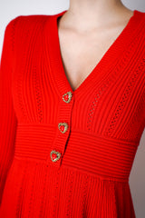 Self-Portrait Pointelle Knit Mini Dress in Red Vancouver. Shop Online or in Store.