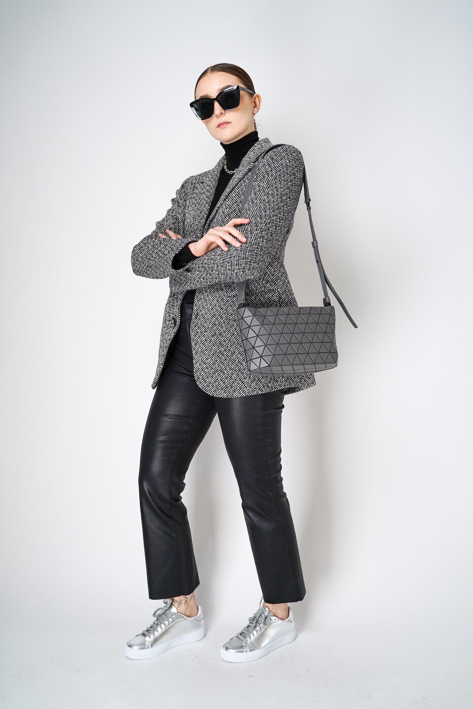 Self-Portrait Black Herringbone Blazer – Ashia Mode