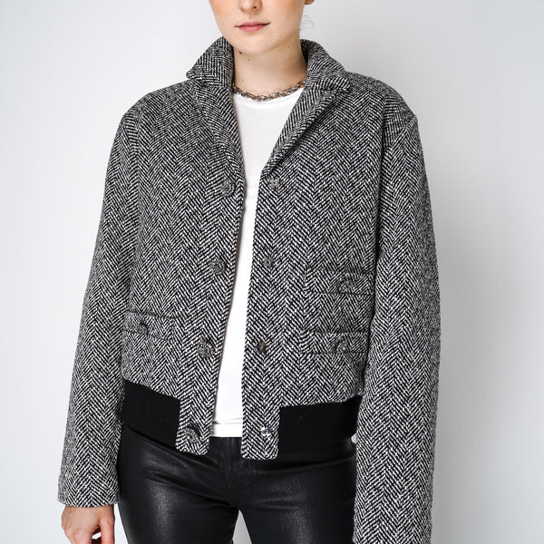 Herringbone bomber jacket clearance