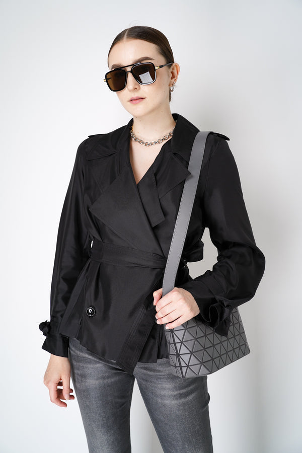 Dorothee Schumacher Trench Coat-Style Shirt-Jacket In Black Vancouver. Shop Online or in Store.