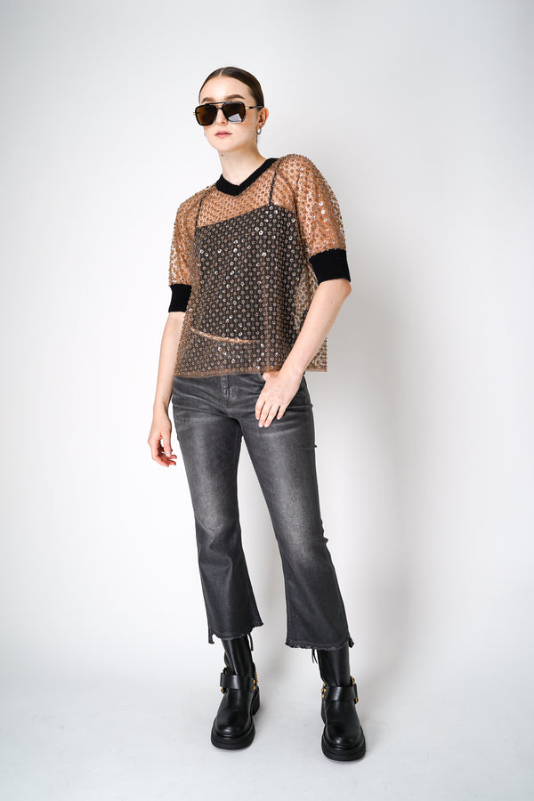 Dorothee Schumacher Cropped Flared Jeans With Under-Glass Effect in Grey Vancouver. Shop Online or in Store.