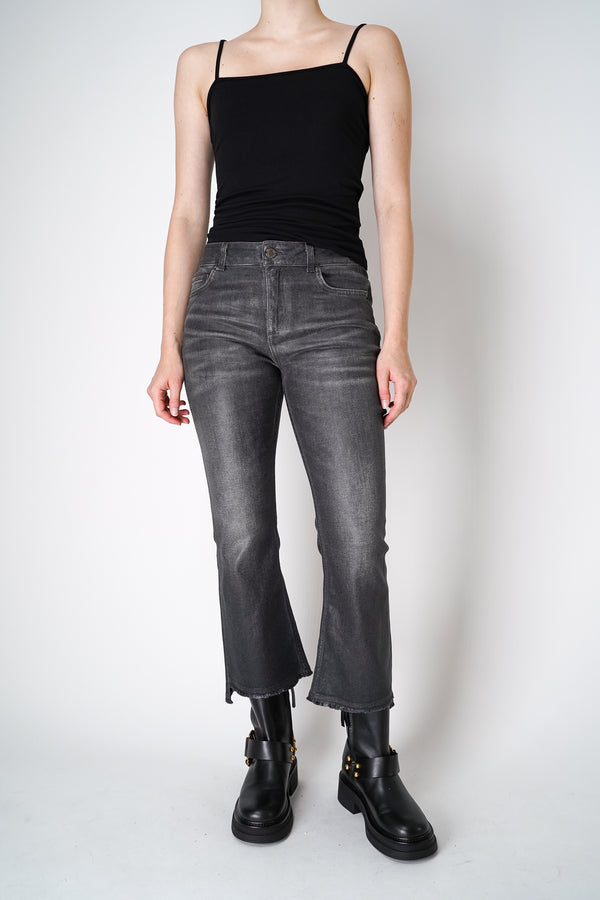 Dorothee Schumacher Cropped Flared Jeans With Under-Glass Effect in Grey Vancouver. Shop Online or in Store.