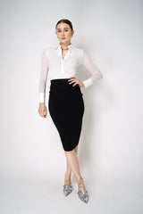 D. Exterior Knit Long Pencil Skirt in Black Vancouver. Shop Online or in Store.
