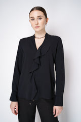 Antonelli Danubio Ruffled Crepe Blouse in Black Vancouver. Shop Online or in Store.