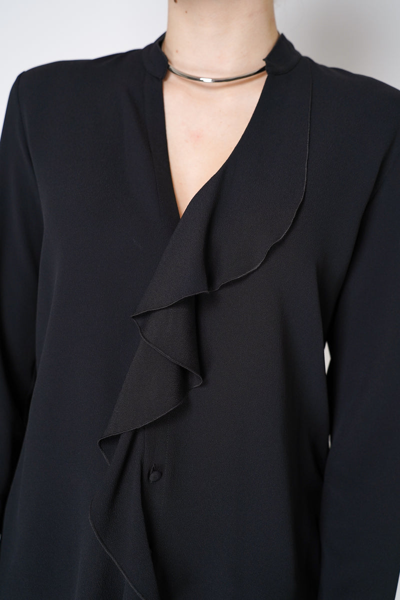 Antonelli Danubio Ruffled Crepe Blouse in Black Vancouver. Shop Online or in Store.
