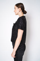 Self-Portrait Tinsel Boucle Top in Black – Ashia Mode