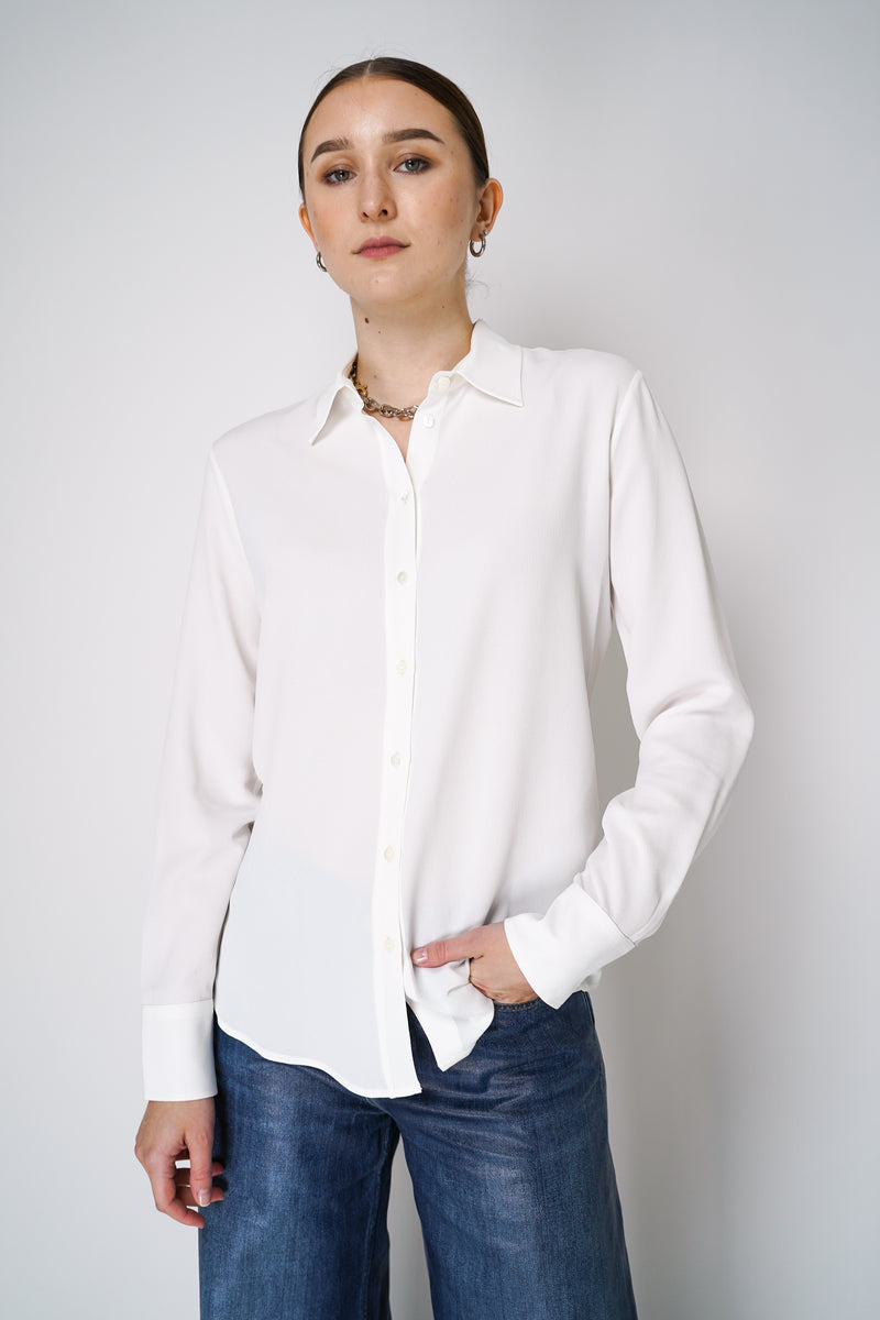Antonelli Cesar Button-Up Silk Crepe Blouse in White Vancouver. Shop Online or in Store.