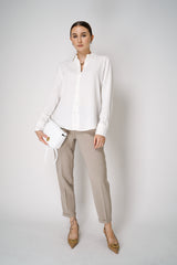 Antonelli Cesar Button-Up Silk Crepe Blouse in White Vancouver. Shop Online or in Store.