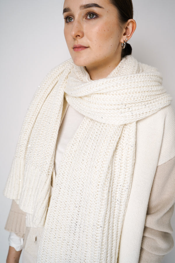 Antonelli Apollo Knit Wool Sequined Scarf in Off-White Vancouver. Shop Online or in Store.