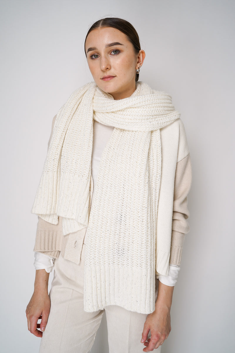 Antonelli Apollo Knit Wool Sequined Scarf in Off-White Vancouver. Shop Online or in Store.