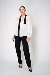 Dorothee Schumacher Silk Double Georgette Blouse With Removable Bow Tie Scarf Vancouver. Shop Online or in Store.