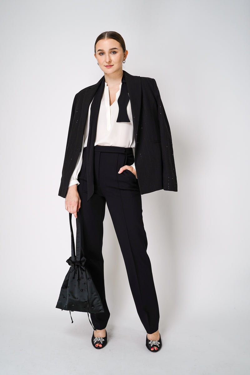 Dorothee Schumacher Punto Milano Trousers with Topstitching Details in Black Vancouver. Shop Online or in Store. 