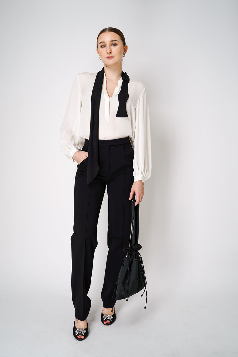 Dorothee Schumacher Punto Milano Trousers with Topstitching Details in Black Vancouver. Shop Online or in Store. 