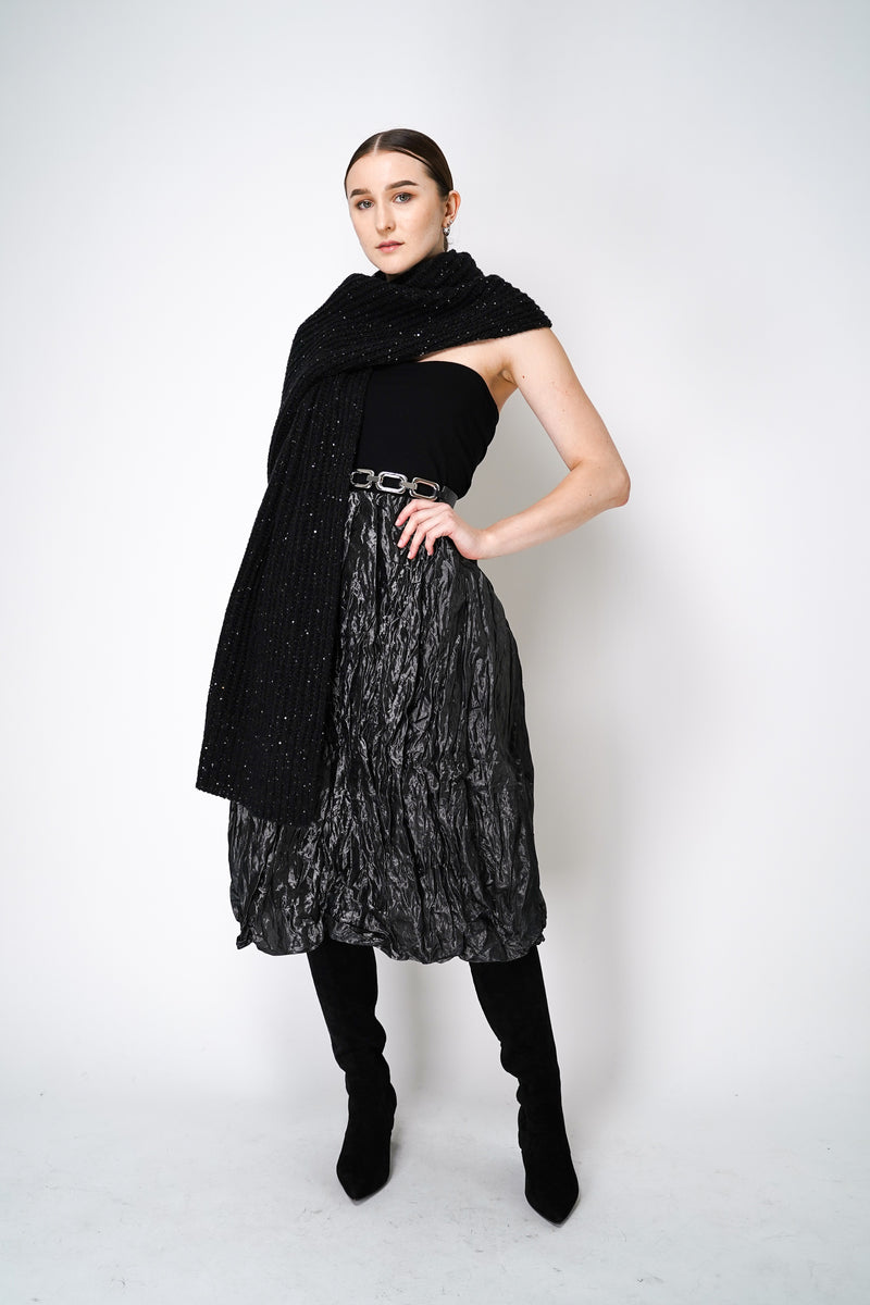 Peter O. Mahler Crinkle Taffeta Tulip Skirt in Metallic Grey Vancouver. Shop Online or in Store.